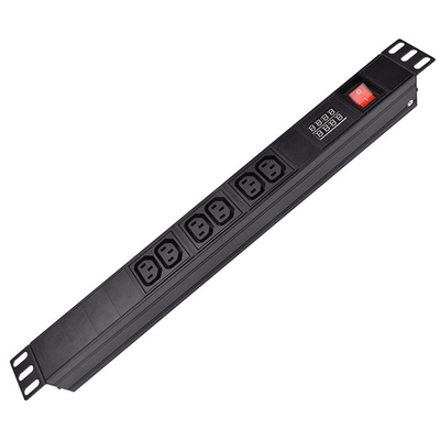 6 Way IEC Type PDU Extension Socket With On/Off Switch, Overload Protector