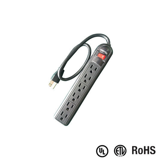 UL and CUL Tested Power Strip 1.5ft 3*14AWG Cord with Switch, Surge Protector