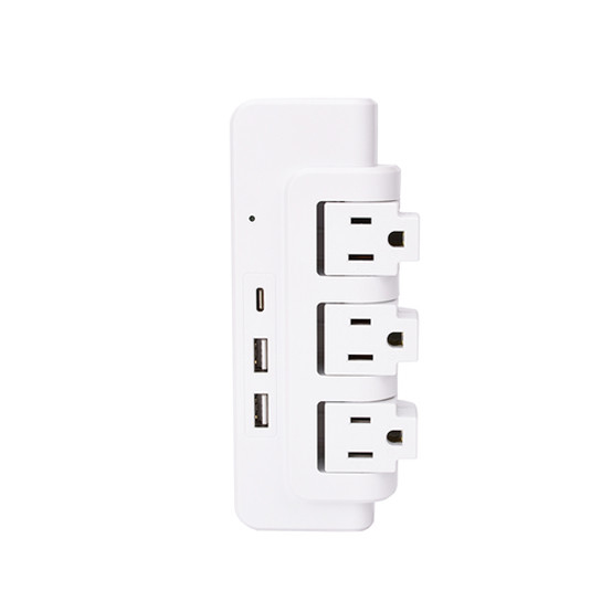Wall Power Socket with Surge Protector ETL cETL Passed 3Way 2USB 1Type C
