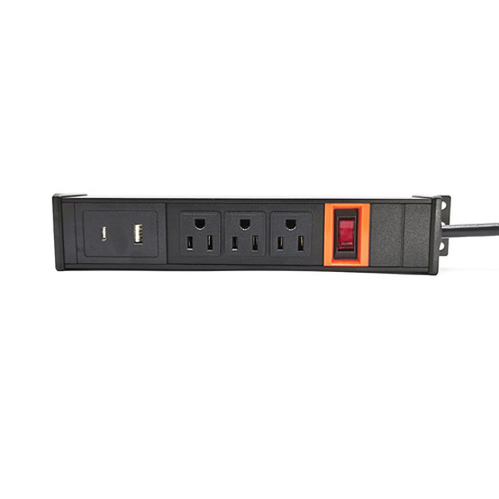 3 Outlet America Type PDU Extension Socket With Switch, USB Type C Overload Protector