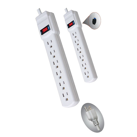6 outlet Power Strip and Extension Socket With 15A Circuit Breaker Surger Protector